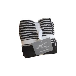 Black White Striped  100% Cotton 4 washcloths Loft